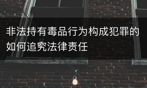 非法持有毒品行为构成犯罪的如何追究法律责任