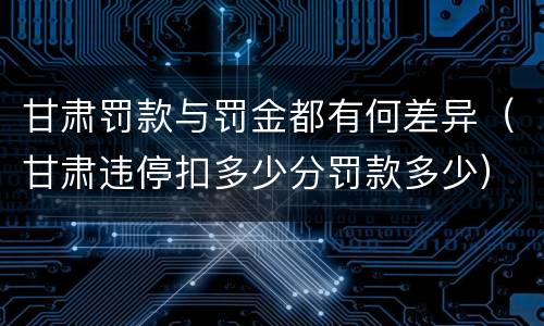 甘肃罚款与罚金都有何差异（甘肃违停扣多少分罚款多少）