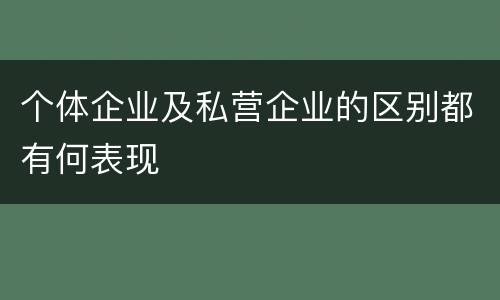 个体企业及私营企业的区别都有何表现