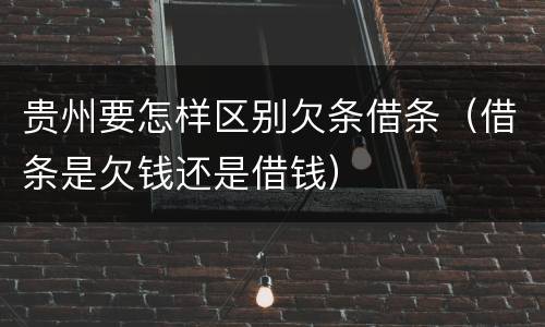 贵州要怎样区别欠条借条（借条是欠钱还是借钱）