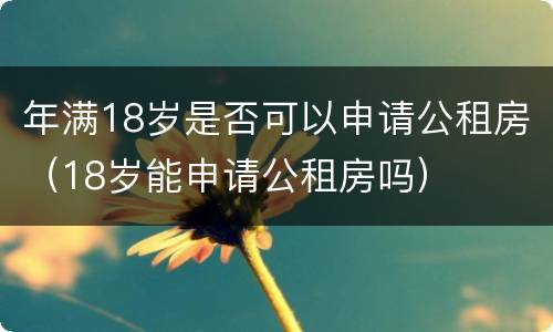 年满18岁是否可以申请公租房（18岁能申请公租房吗）