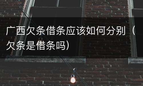 广西欠条借条应该如何分别（欠条是借条吗）