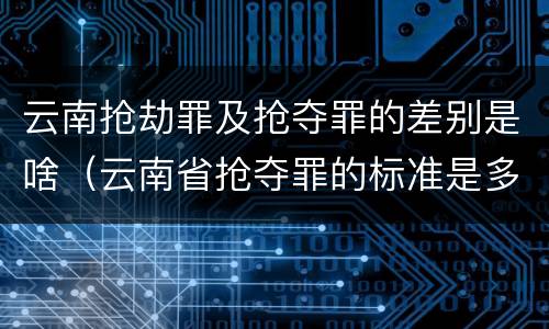 云南抢劫罪及抢夺罪的差别是啥（云南省抢夺罪的标准是多少?）