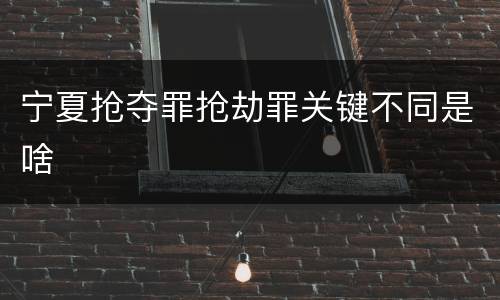 宁夏抢夺罪抢劫罪关键不同是啥
