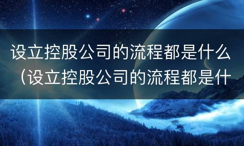 设立控股公司的流程都是什么（设立控股公司的流程都是什么内容）