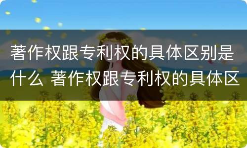 著作权跟专利权的具体区别是什么 著作权跟专利权的具体区别是什么意思