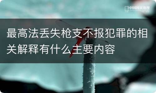 最高法丢失枪支不报犯罪的相关解释有什么主要内容