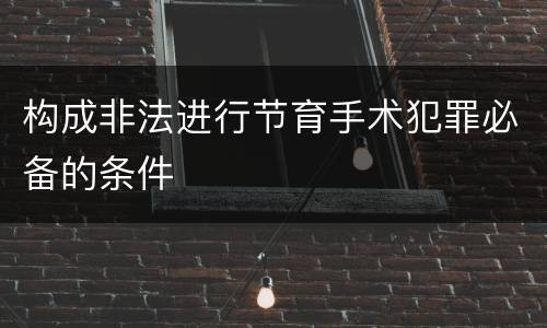 构成非法进行节育手术犯罪必备的条件