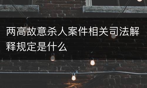 两高故意杀人案件相关司法解释规定是什么