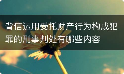 背信运用受托财产行为构成犯罪的刑事判处有哪些内容
