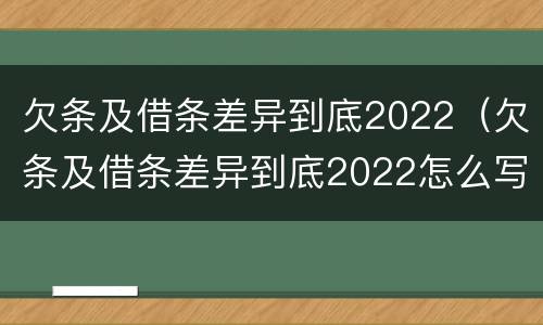 欠条及借条差异到底2022（欠条及借条差异到底2022怎么写）