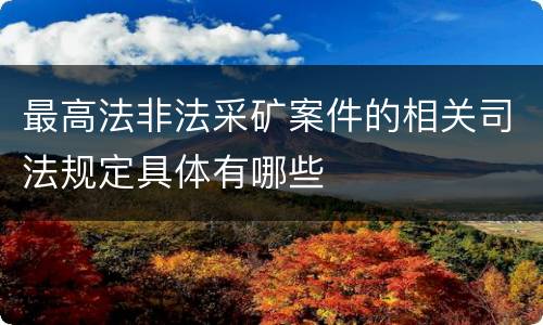 最高法非法采矿案件的相关司法规定具体有哪些