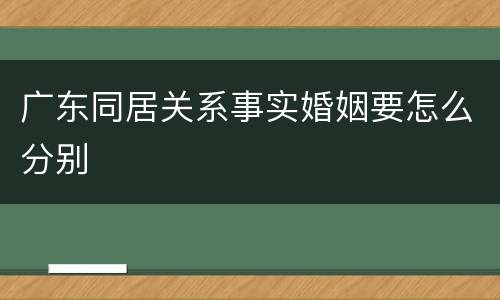 广东同居关系事实婚姻要怎么分别