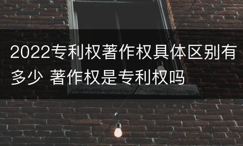 2022专利权著作权具体区别有多少 著作权是专利权吗