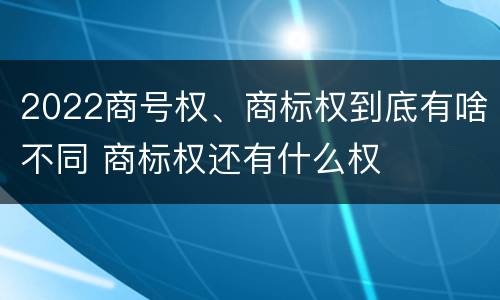 2022商号权、商标权到底有啥不同 商标权还有什么权