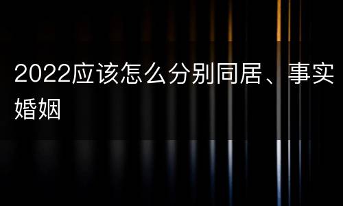 2022应该怎么分别同居、事实婚姻