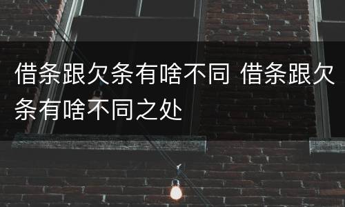 借条跟欠条有啥不同 借条跟欠条有啥不同之处