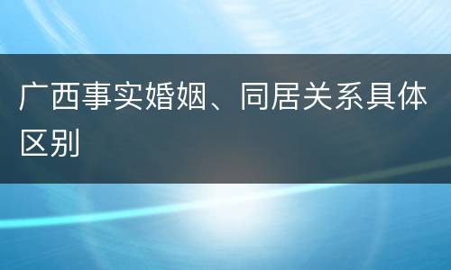广西事实婚姻、同居关系具体区别