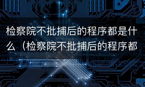 检察院不批捕后的程序都是什么（检察院不批捕后的程序都是什么情况）