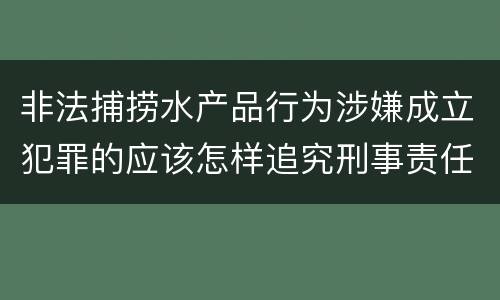 非法捕捞水产品行为涉嫌成立犯罪的应该怎样追究刑事责任