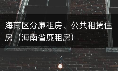 海南区分廉租房、公共租赁住房（海南省廉租房）