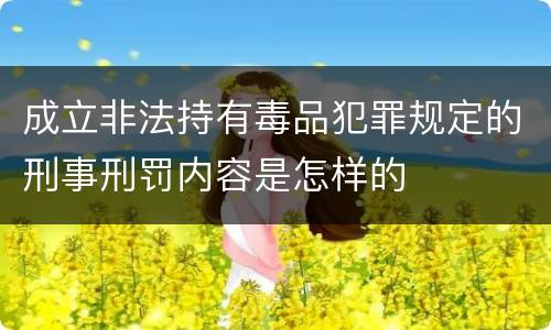 成立非法持有毒品犯罪规定的刑事刑罚内容是怎样的