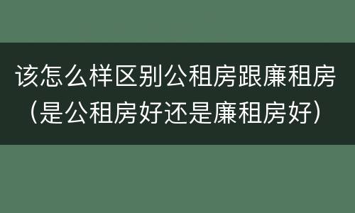 该怎么样区别公租房跟廉租房（是公租房好还是廉租房好）