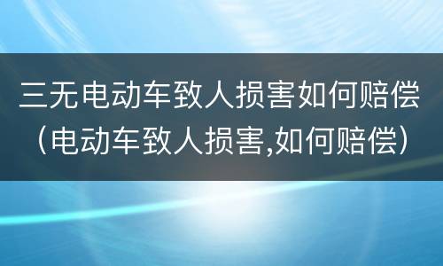 三无电动车致人损害如何赔偿（电动车致人损害,如何赔偿）
