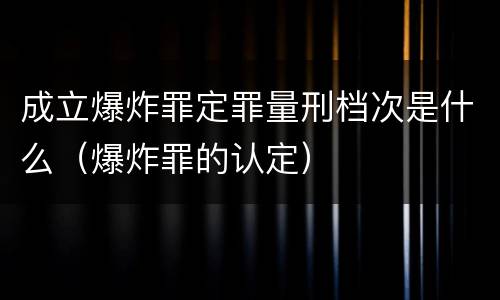 成立爆炸罪定罪量刑档次是什么（爆炸罪的认定）