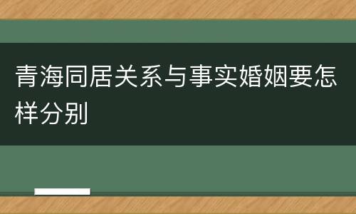 青海同居关系与事实婚姻要怎样分别