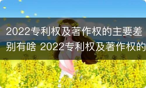 2022专利权及著作权的主要差别有啥 2022专利权及著作权的主要差别有啥
