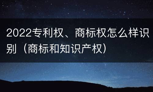 2022专利权、商标权怎么样识别（商标和知识产权）