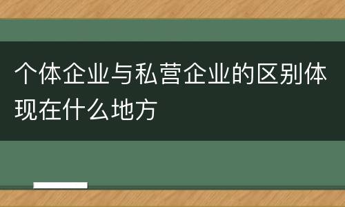 个体企业与私营企业的区别体现在什么地方