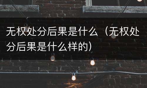 无权处分后果是什么（无权处分后果是什么样的）