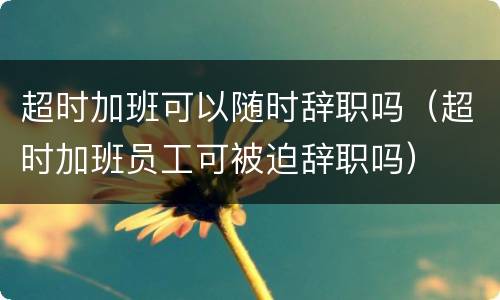 超时加班可以随时辞职吗（超时加班员工可被迫辞职吗）
