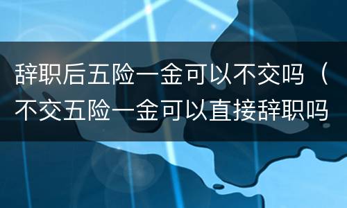 辞职后五险一金可以不交吗（不交五险一金可以直接辞职吗）