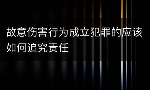 故意伤害行为成立犯罪的应该如何追究责任