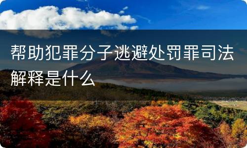 帮助犯罪分子逃避处罚罪司法解释是什么