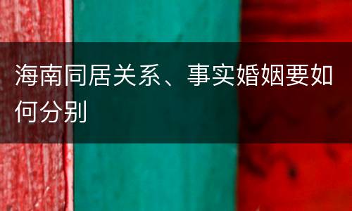 海南同居关系、事实婚姻要如何分别