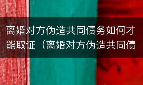 离婚对方伪造共同债务如何才能取证（离婚对方伪造共同债务如何才能取证起诉）