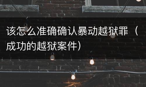 该怎么准确确认暴动越狱罪（成功的越狱案件）