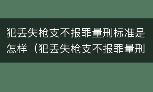 犯丢失枪支不报罪量刑标准是怎样（犯丢失枪支不报罪量刑标准是怎样的）