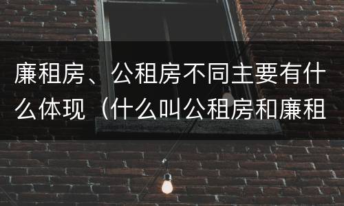 廉租房、公租房不同主要有什么体现（什么叫公租房和廉租房）
