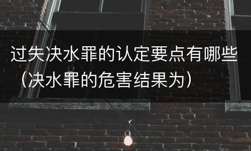 过失决水罪的认定要点有哪些（决水罪的危害结果为）