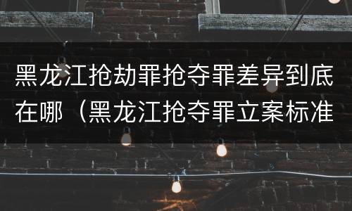 黑龙江抢劫罪抢夺罪差异到底在哪（黑龙江抢夺罪立案标准）