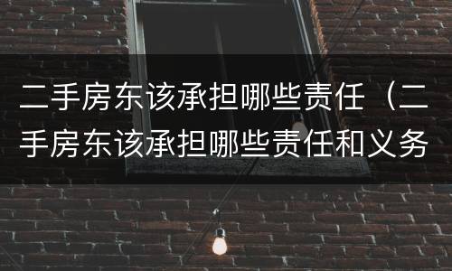 二手房东该承担哪些责任（二手房东该承担哪些责任和义务）