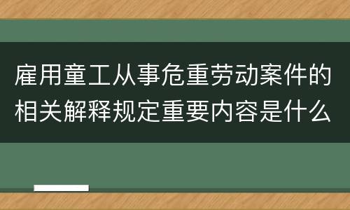 雇用童工从事危重劳动案件的相关解释规定重要内容是什么