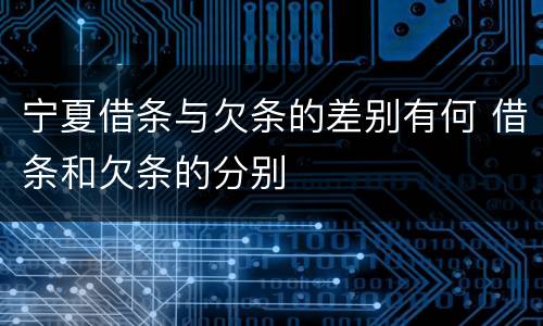宁夏借条与欠条的差别有何 借条和欠条的分别