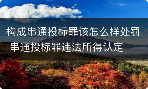 构成串通投标罪该怎么样处罚 串通投标罪违法所得认定