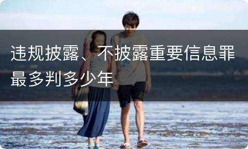 违规披露、不披露重要信息罪最多判多少年